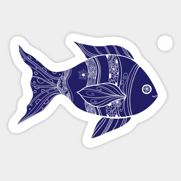 Blue Fish Sticker by CarrieBrose